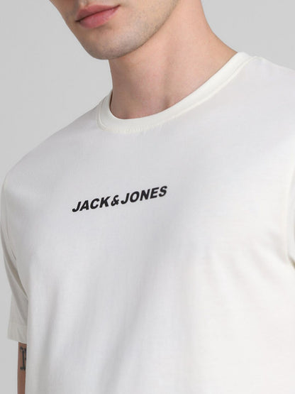 Typography Round Neck Short Sleeves Applique Slim Fit T-shirt