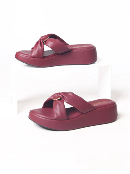 Alani Maroon Wedge Heels