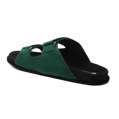 Paaduks Zen Dual-Strap Vegan Suede Green Men Slides