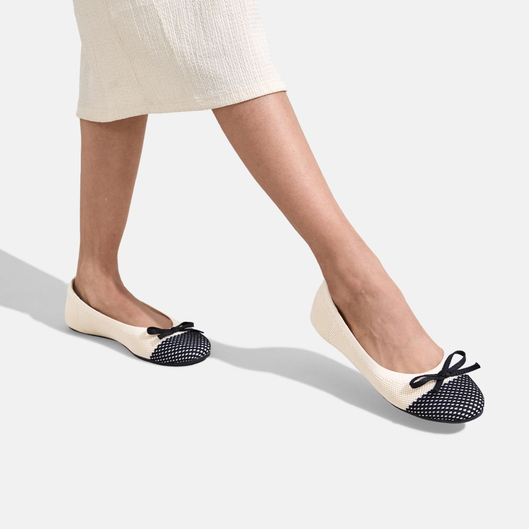 Neeman's Everyday Ballet Flats for Women | Soft Knit Upper, Cushioned Insole & Textured Toe | Stylish, Comfortable & Versatile for Work or Casual Wear