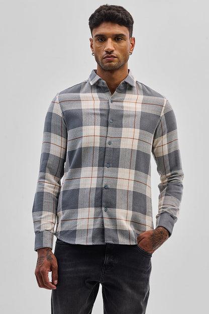 Grey Checks Slim Fit Shirt