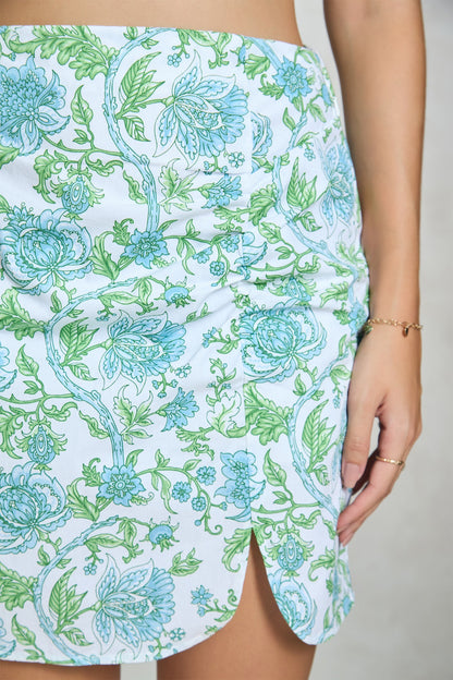 Gathered Cotton Mini Skirt