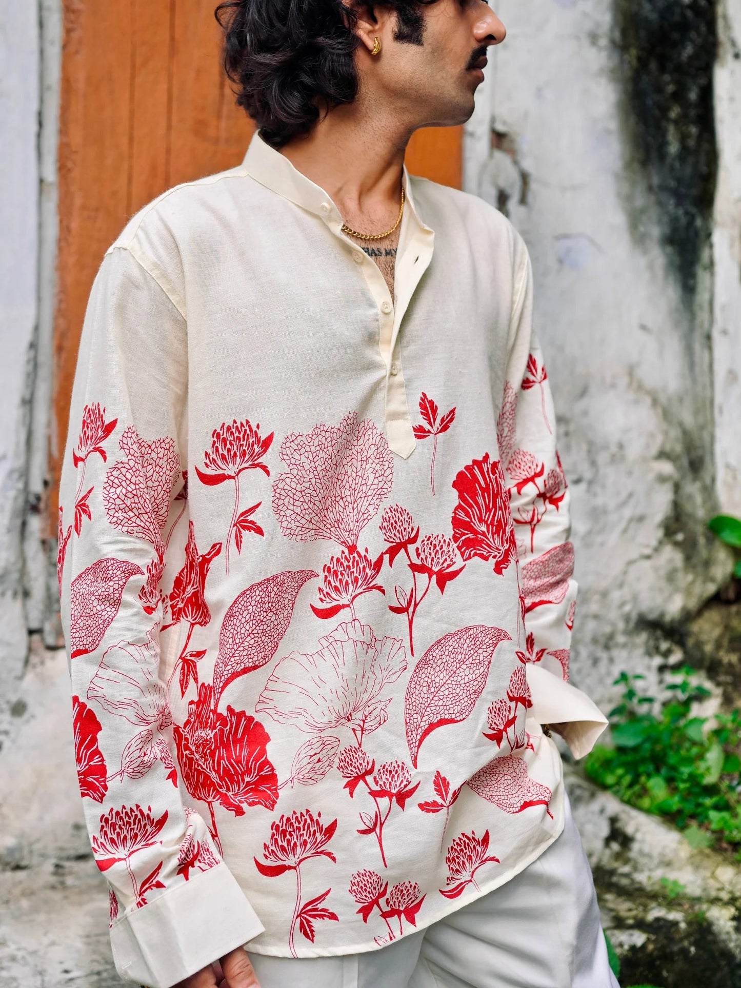 Scarlet Bloom Cotton Short Kurta
