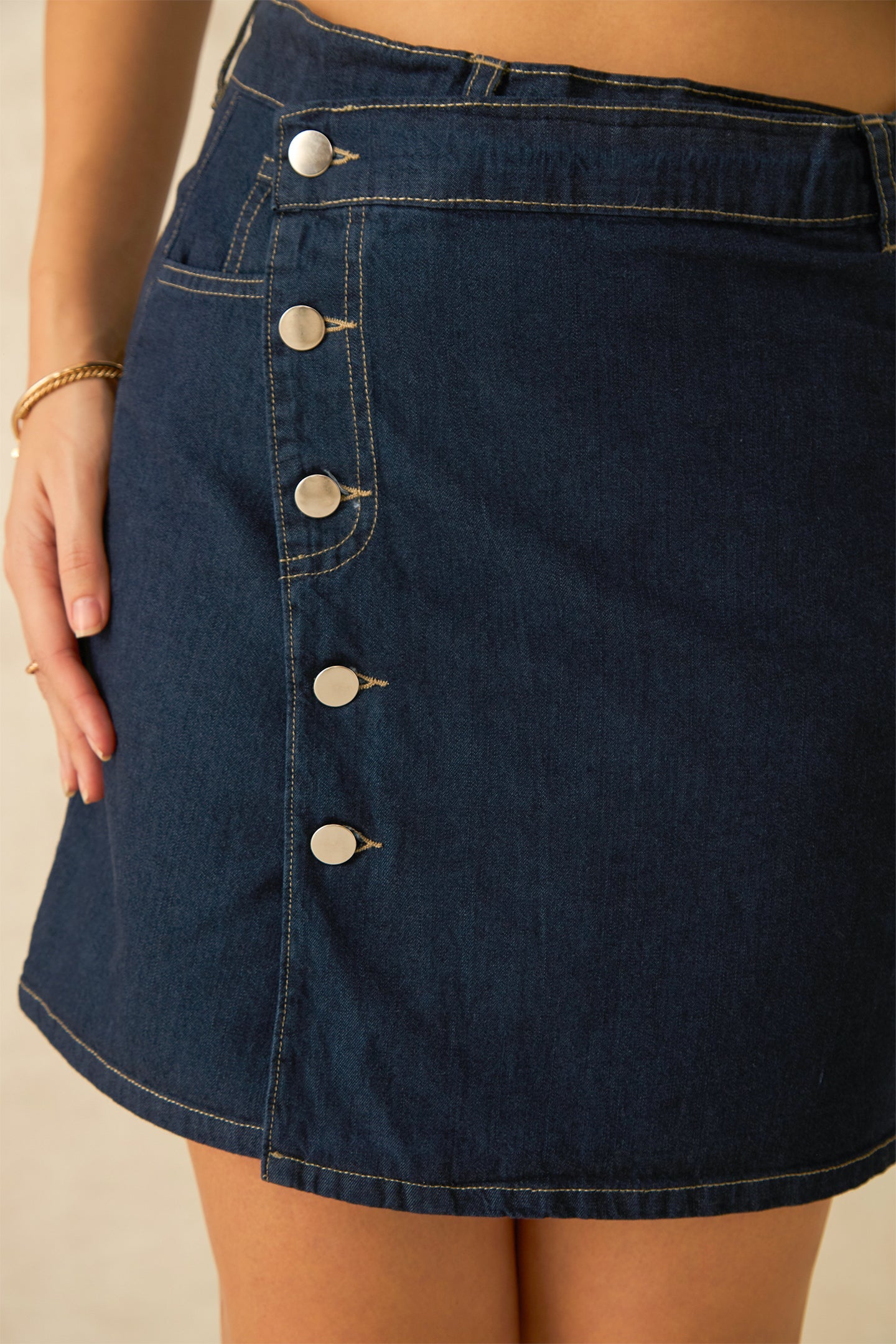 Dark Blue Wrap Mini Skirt