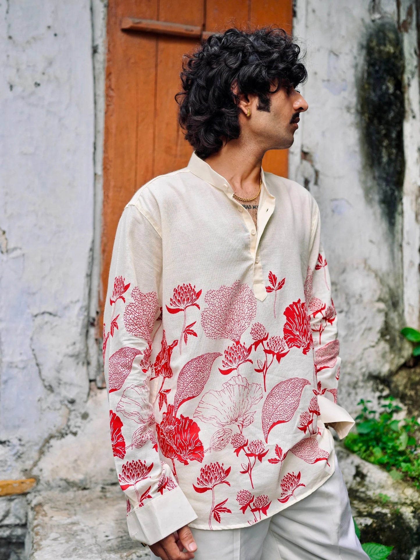 Scarlet Bloom Cotton Short Kurta