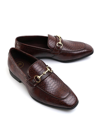 Monkstory Horsebit Snake-Effect Slip-Ons - Brown