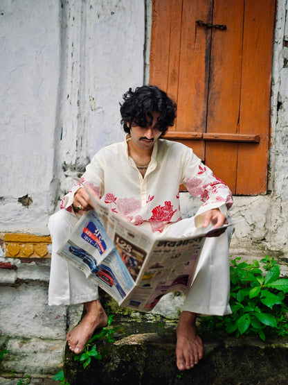 Scarlet Bloom Cotton Short Kurta