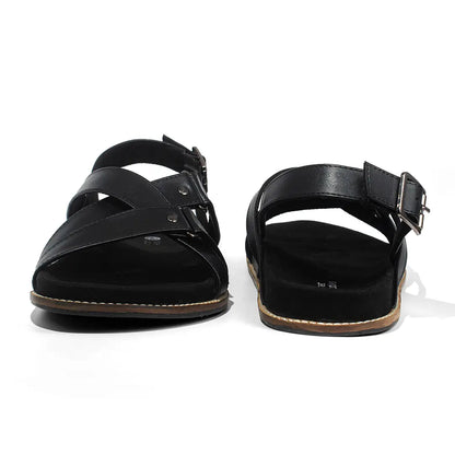 Paaduks Fox Crossover Vegan Leather Black Men Sandals