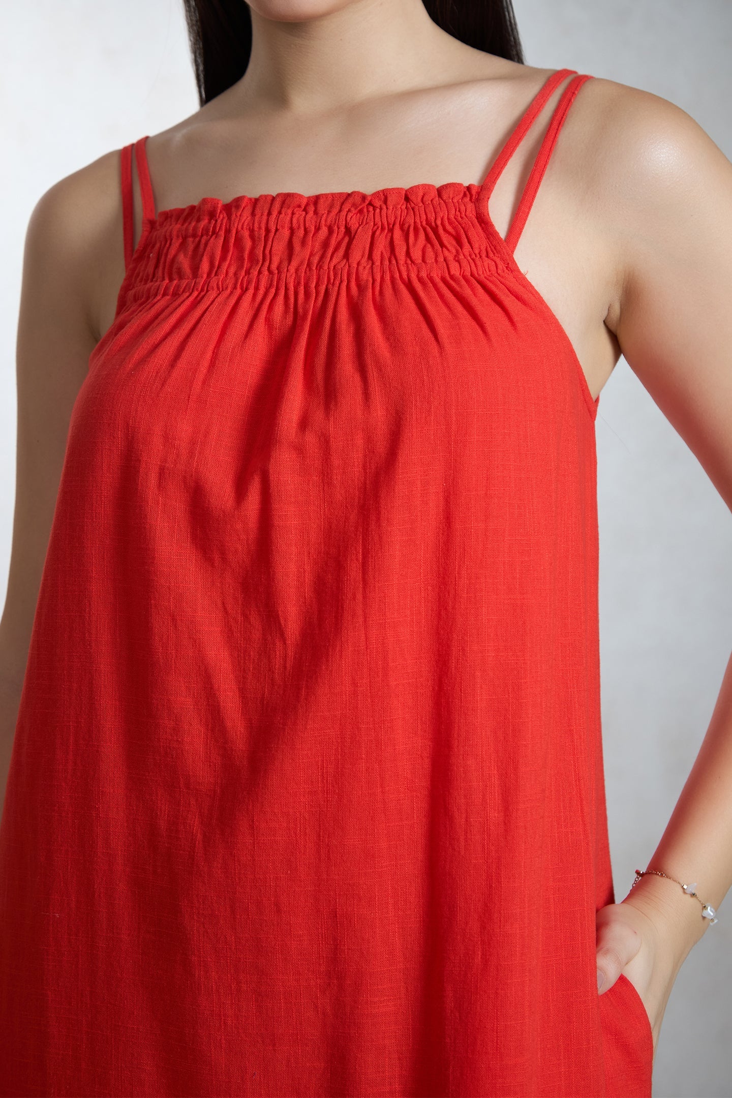 Cotton Coral Midi Dress