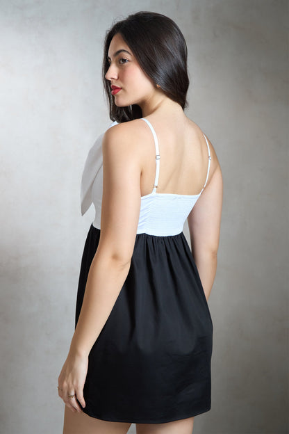 Cotton-Satin Dress With Bow