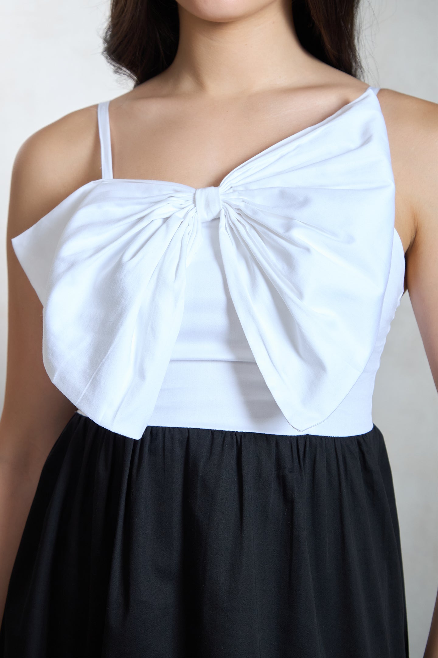 Cotton-Satin Dress With Bow