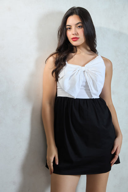 Cotton-Satin Dress With Bow