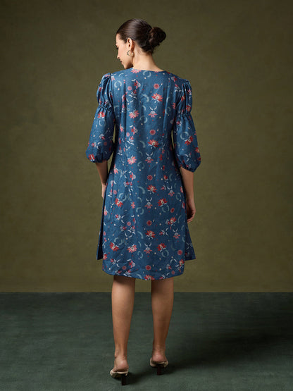 Raahi Printed Blue Dress
