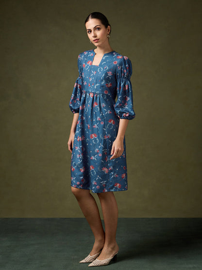 Raahi Printed Blue Dress
