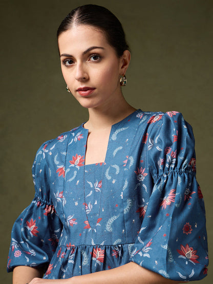 Raahi Printed Blue Dress
