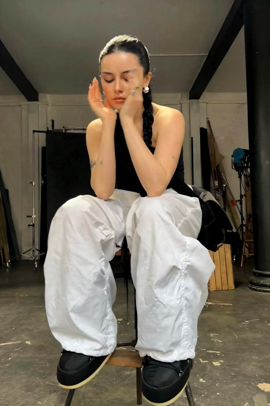 White Oversized Poplin Pants