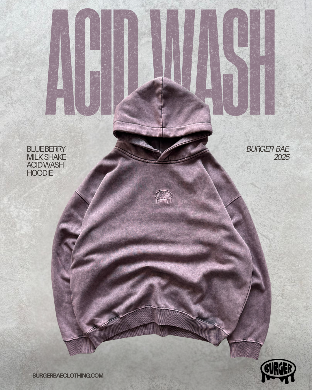 Blueberry Acid wash hoodie (Purple)