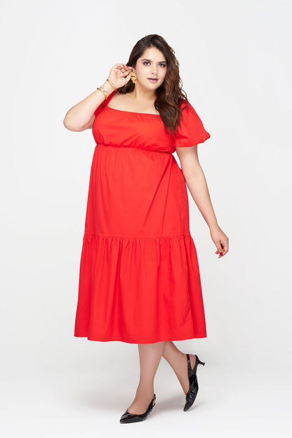 100% Cotton Puff Sleeve Maxi Dress