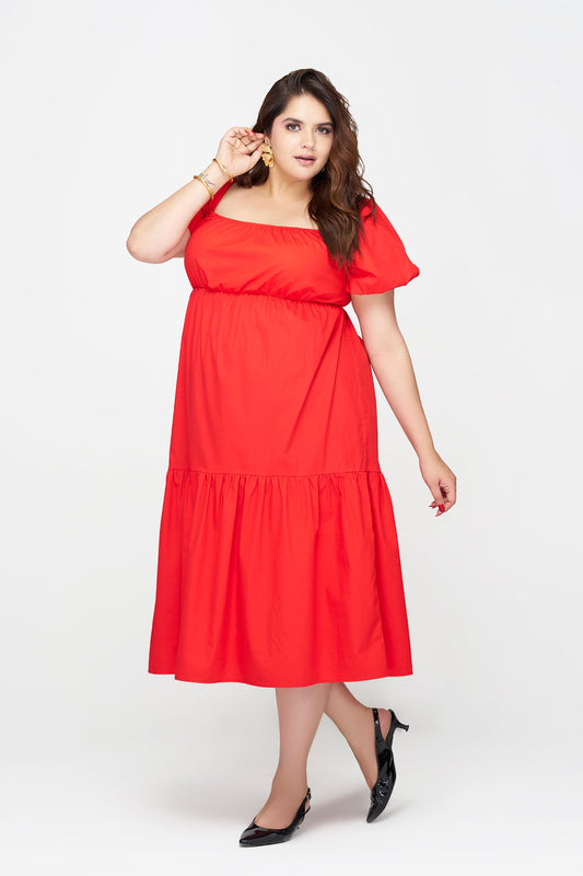 100% Cotton Puff Sleeve Maxi Dress