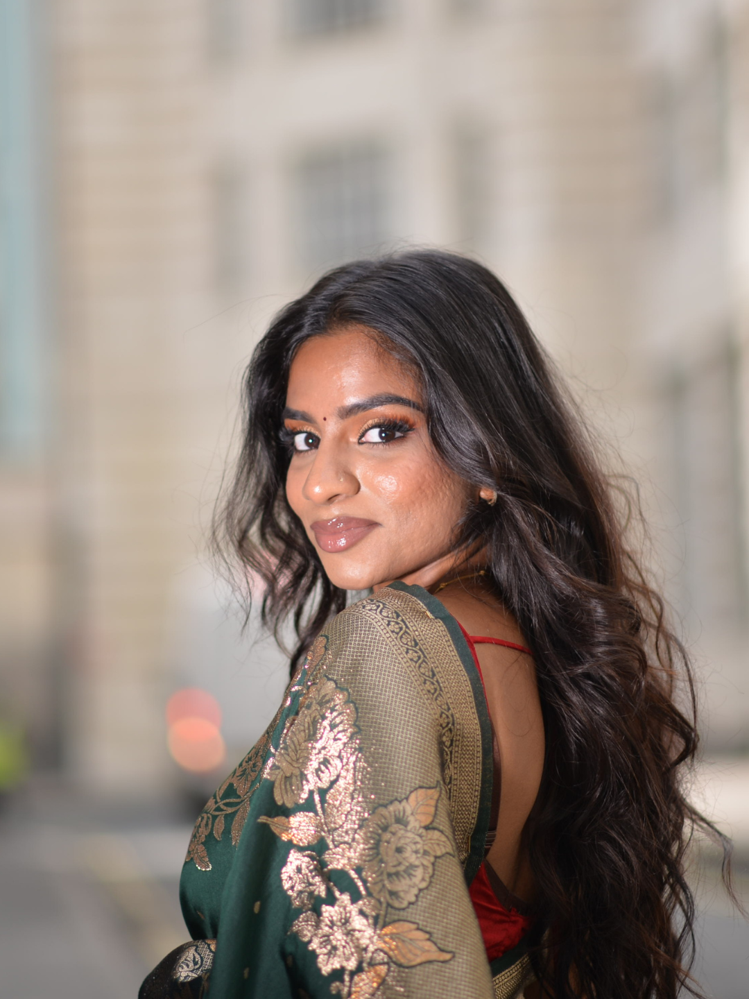 Divine Drapes Green Motif Saree