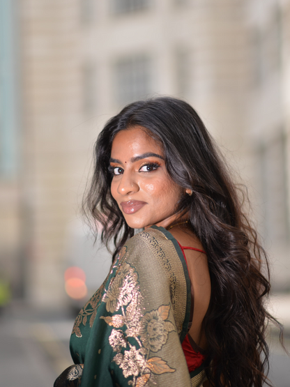 Divine Drapes Green Motif Saree