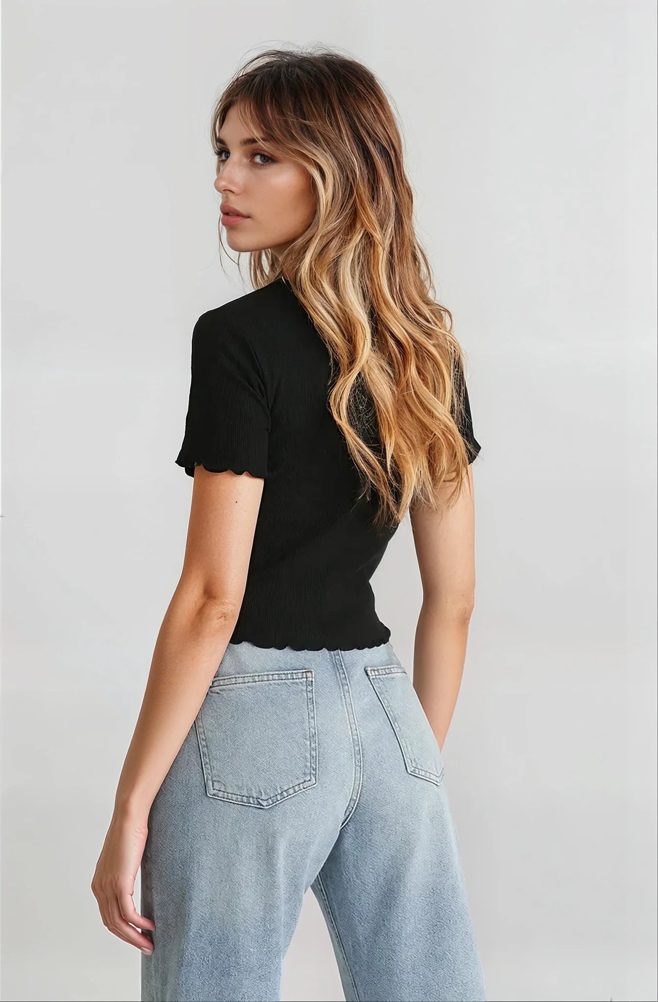 MWB Short Sleeve BabyLock Button Rib Top