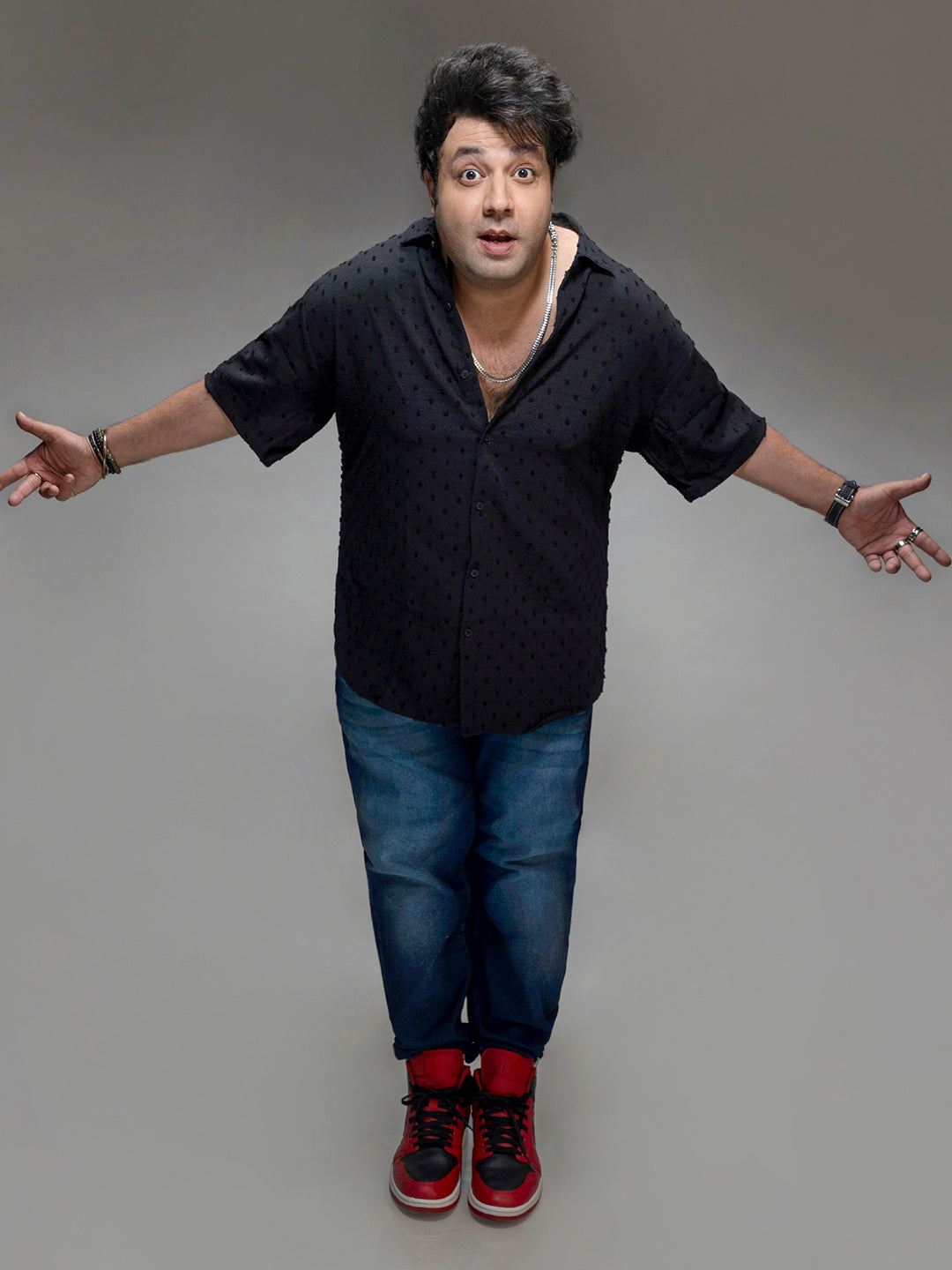 Black Textured Casual Shirt