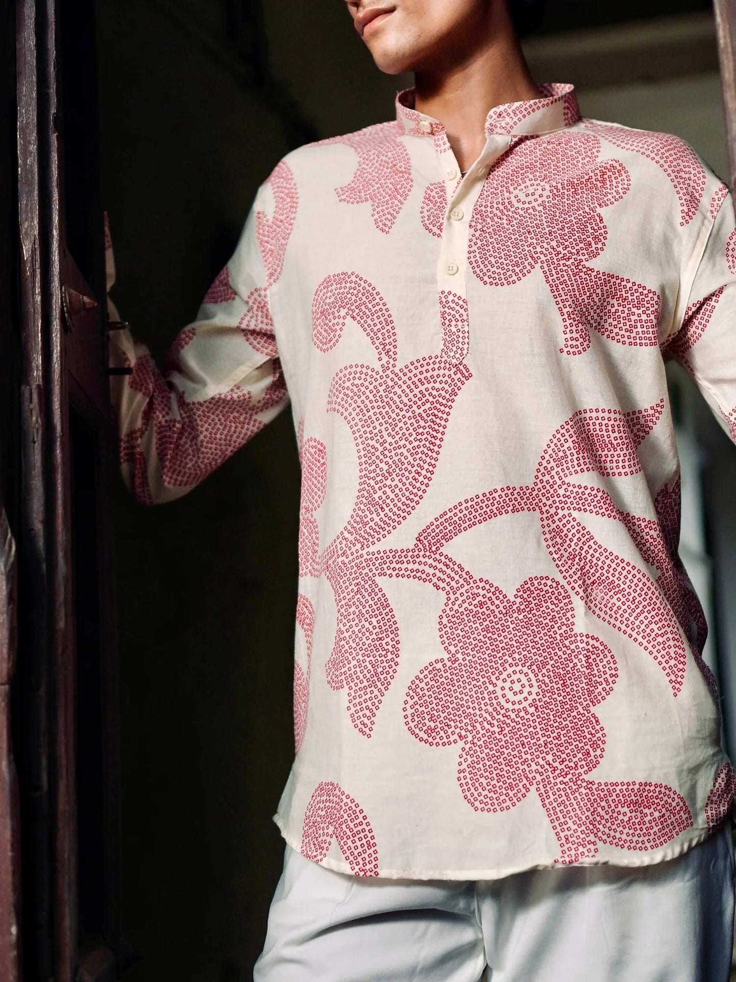 Ruby Leaf Cotton Short Kurta