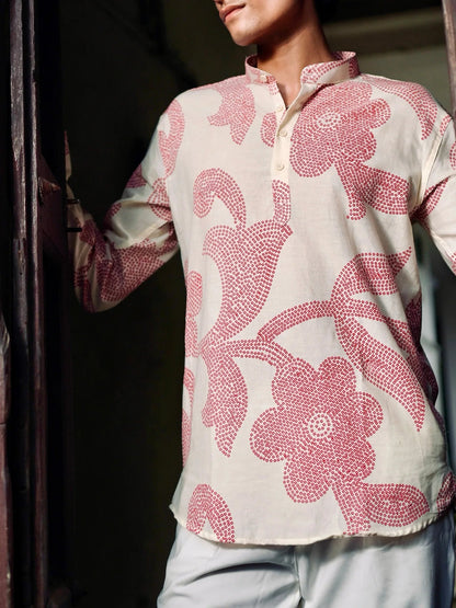Ruby Leaf Cotton Short Kurta
