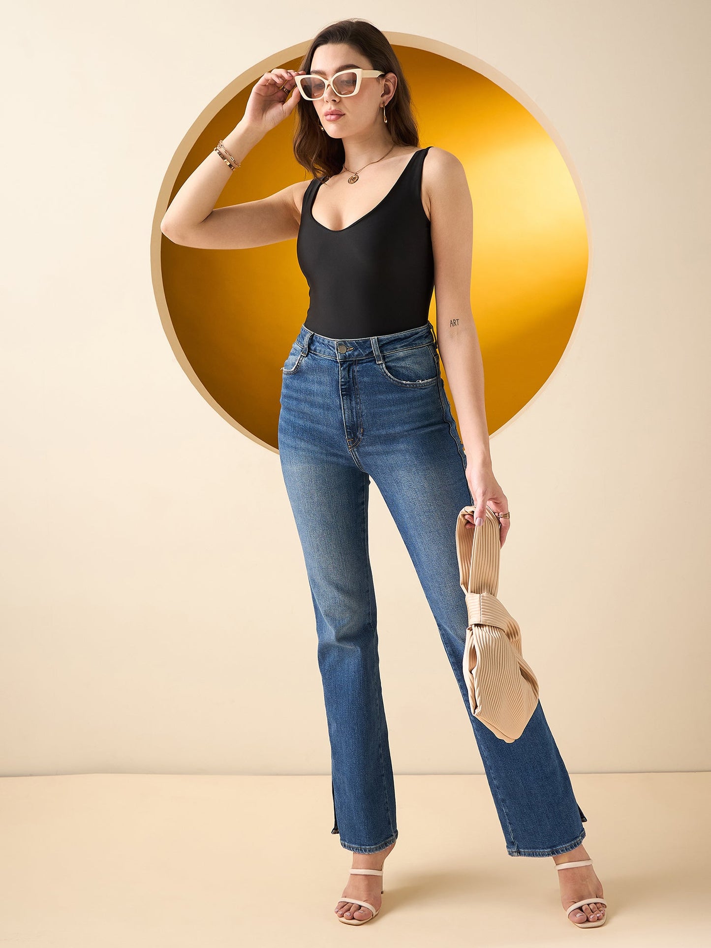 Solid Plunge Neckline Bodysuit