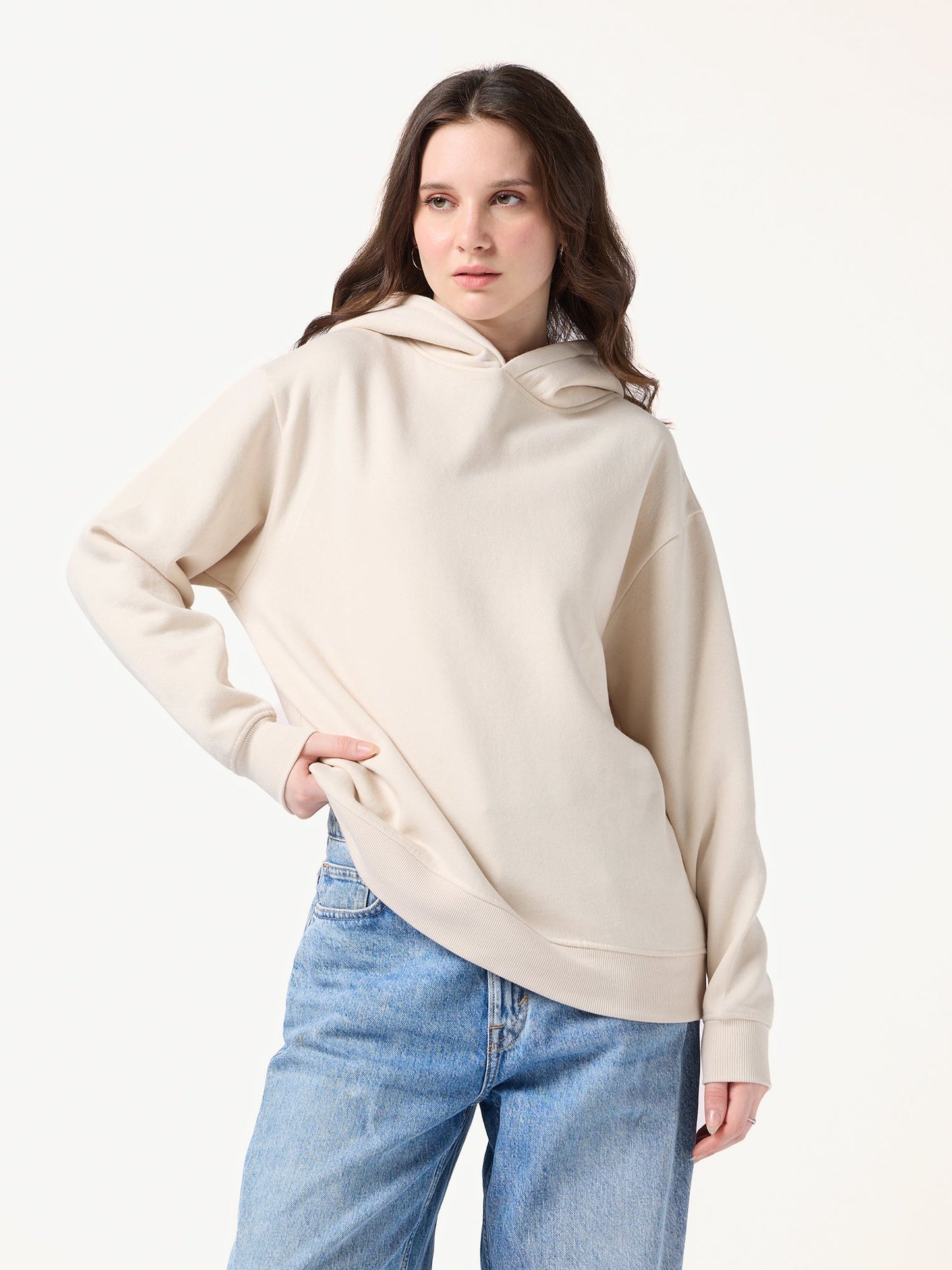 Cream Back Tokyo Graphic Russian Fleece Hooded Sweatshirt