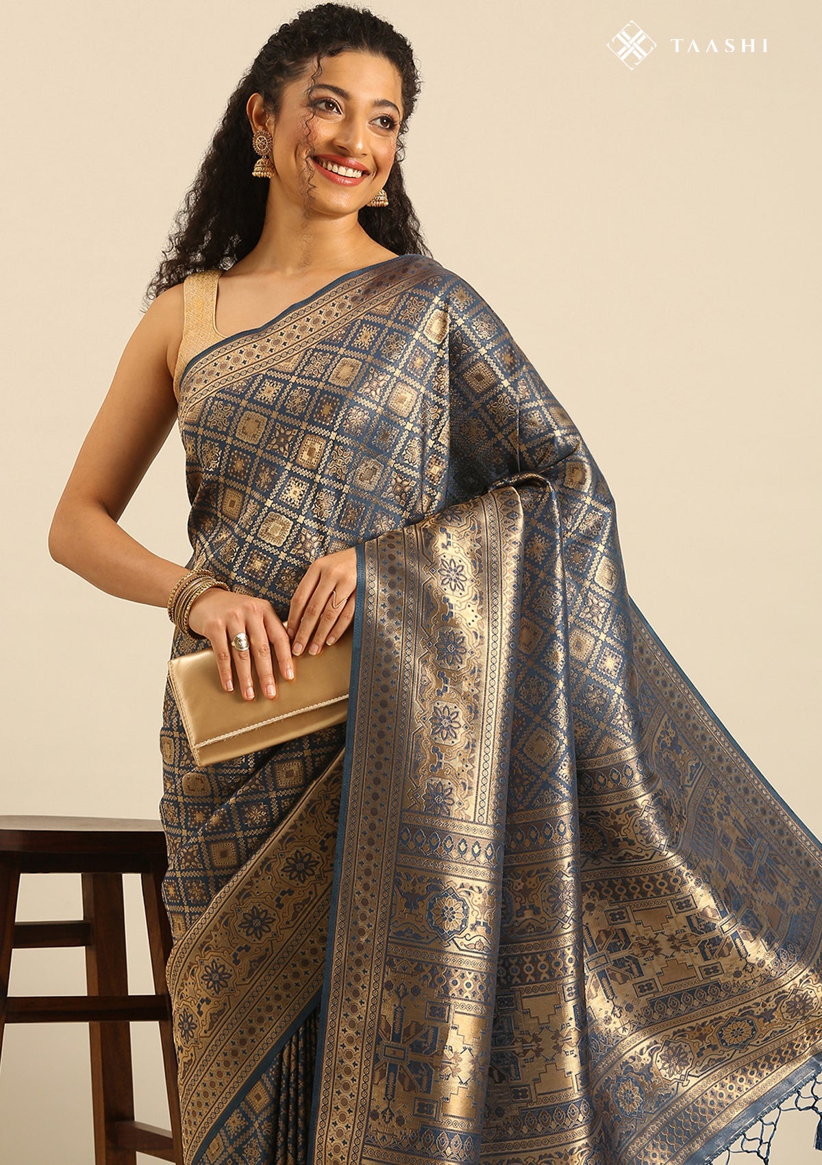 Dark Blue Banarasi Saree