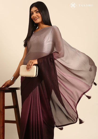 Multicolor Ombre Striped Chiffon Saree