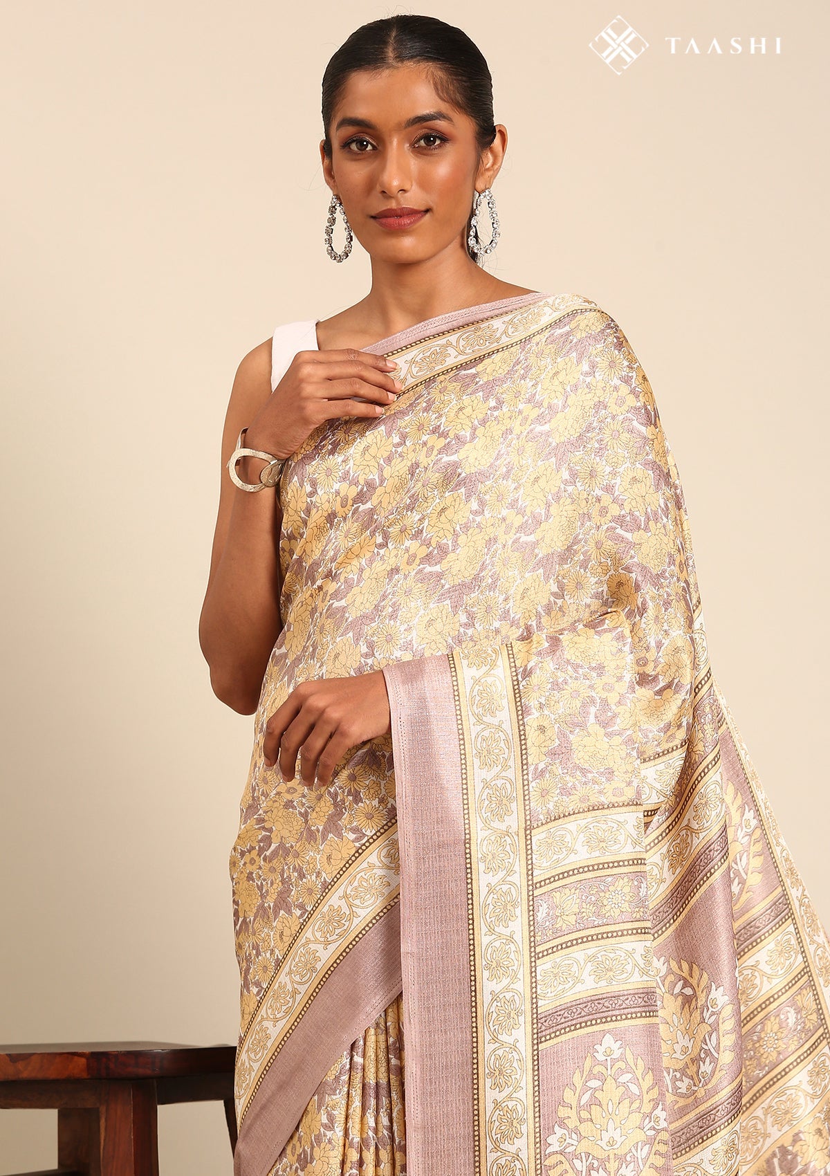 Copper A/O Floral Printed Art Tussar Matka Silk Saree