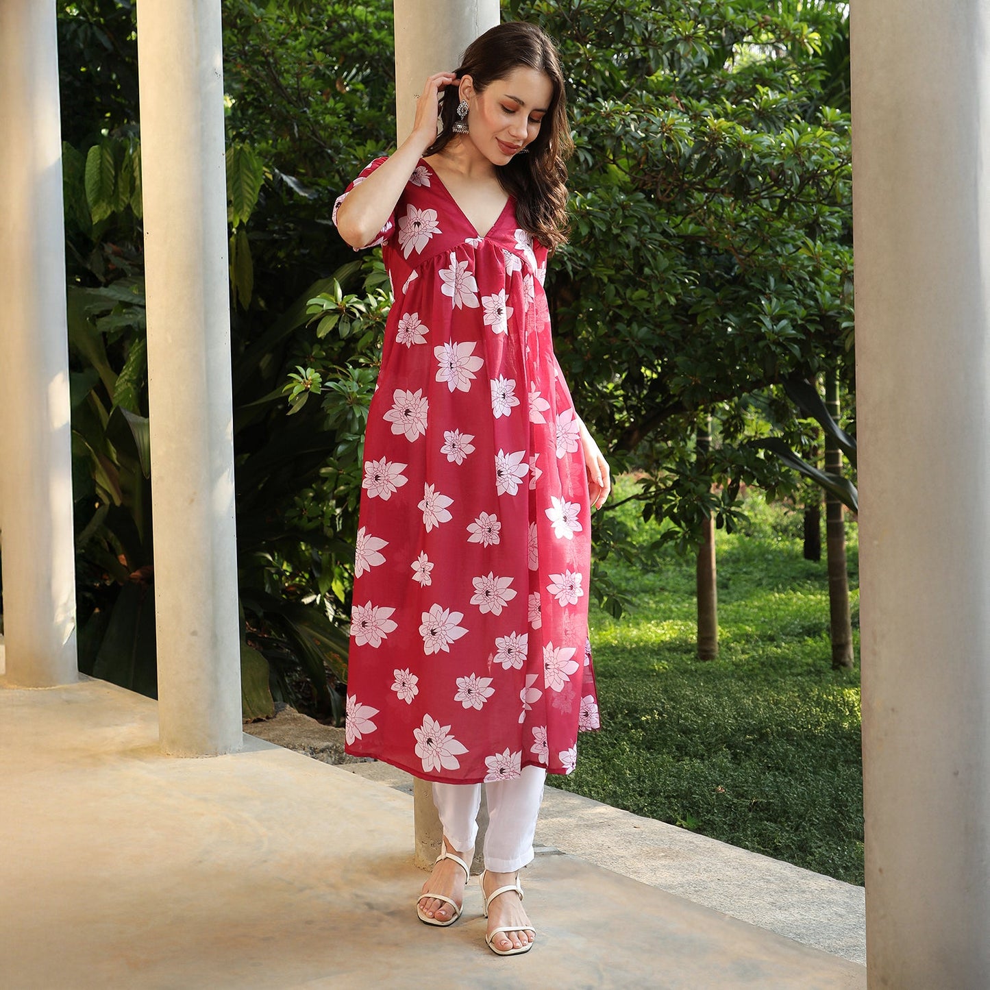 Water Lilies Kurta With Trousers And Dupatta