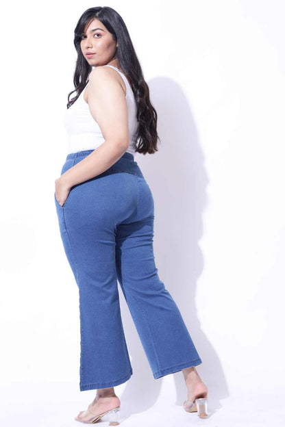 Plus Size Bermuda Blue Flare Jeans