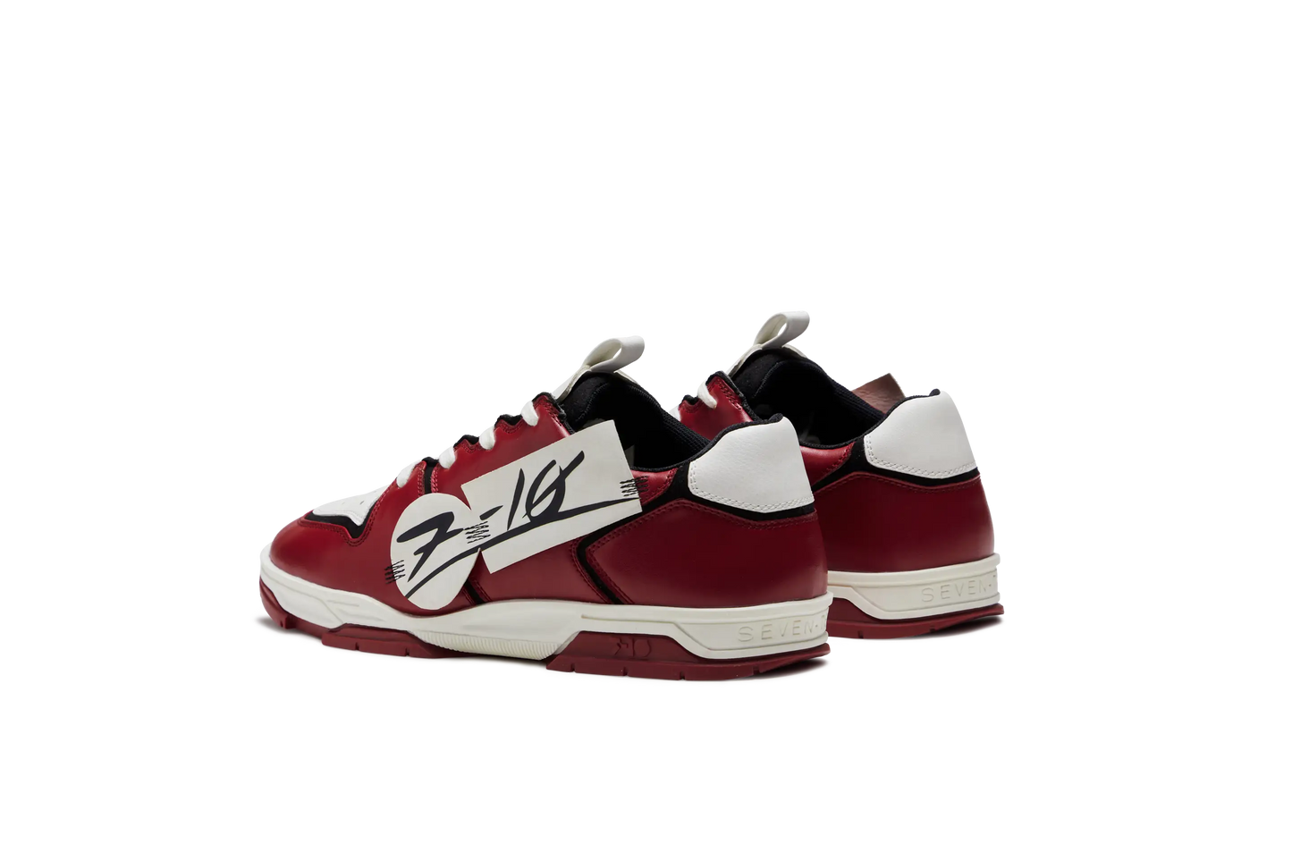 704 Red White Applique Low-Top Sneaker