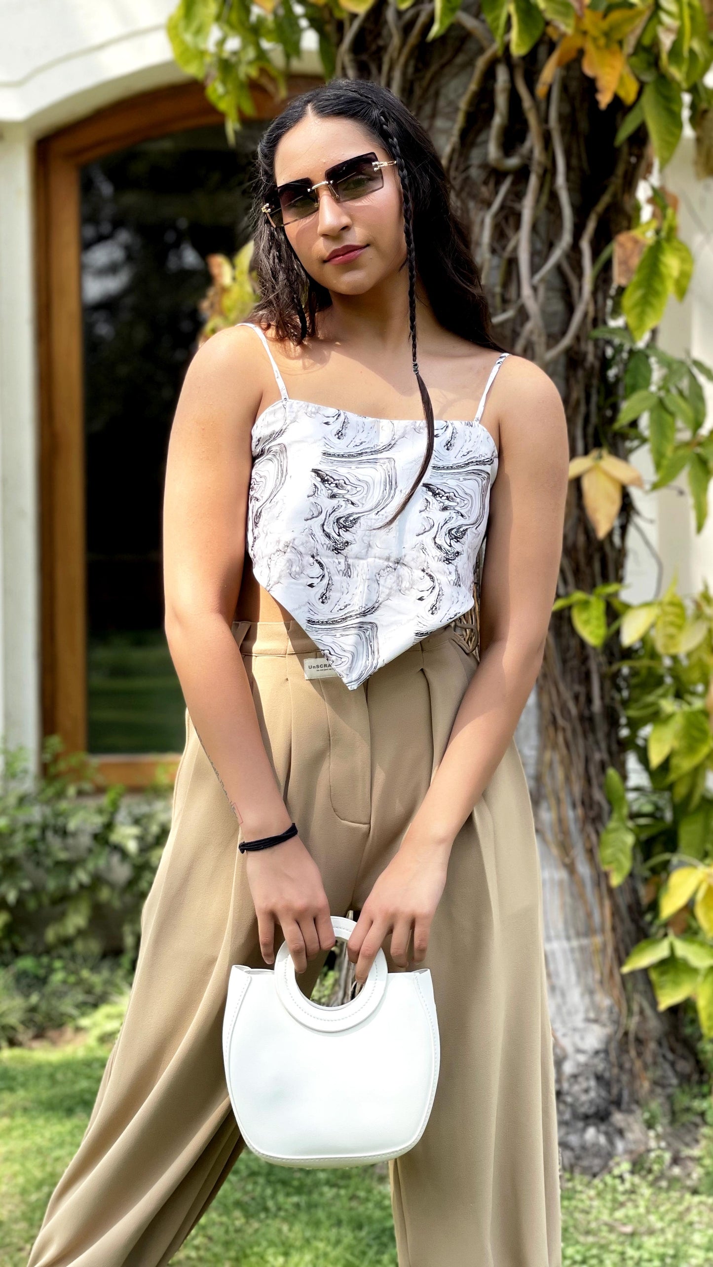 White Resin Scarf Top