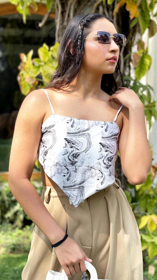 White Resin Scarf Top