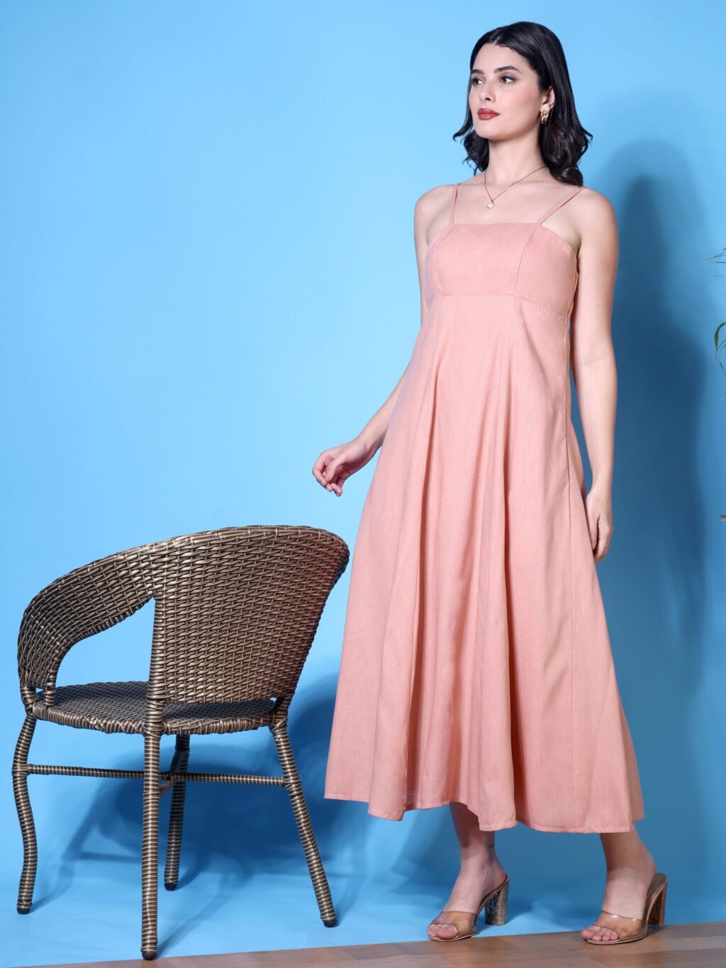 Strappy Midi Dress | Pink