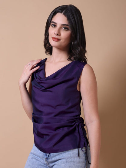 Sleeveless Ruched Top | Purple