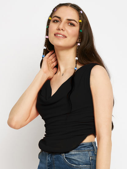 Cotton Stretchable Draped Crop Top