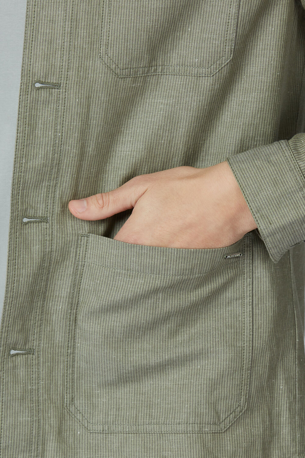 Linen Cotton Cypress Green Camp Shacket