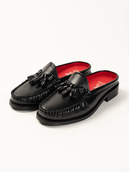Theater Women Sherlocks Black Leather Tassel Loafers