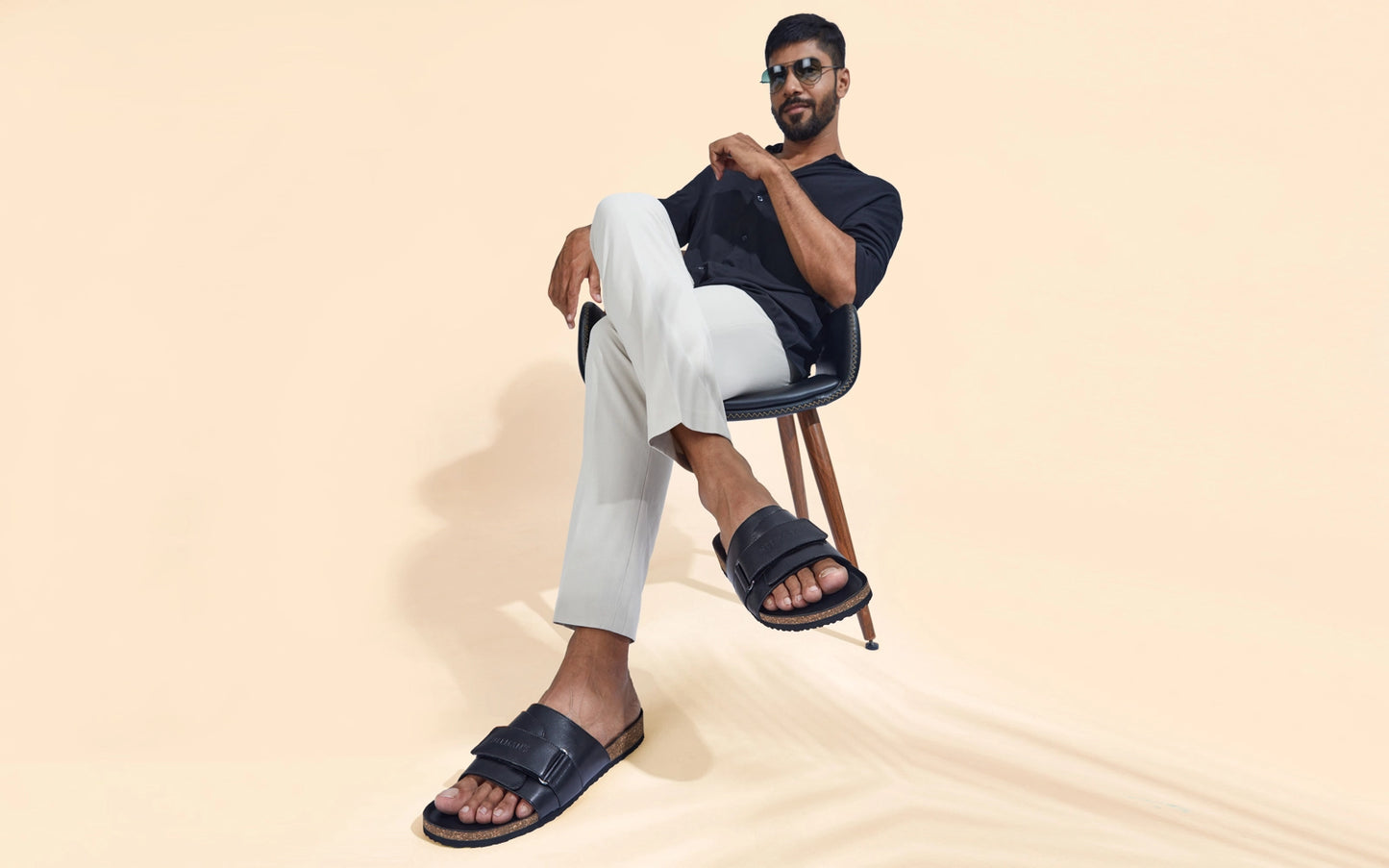 Neeman's Cork Slides for Men | Sliders for Boys | Adjustable Strap Open Toe Chappal | Lightweight Comfortable Flexible Soft Cushioned Slides | Stylish & Fashionable
