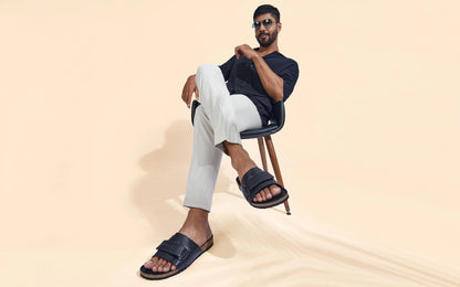 Neeman's Cork Slides for Men | Sliders for Boys | Adjustable Strap Open Toe Chappal | Lightweight Comfortable Flexible Soft Cushioned Slides | Stylish & Fashionable