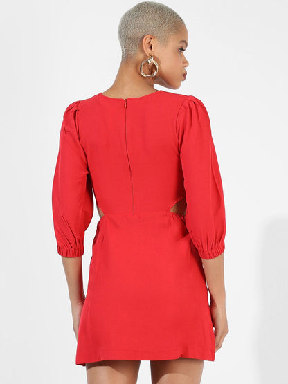 Puff Sleeve Fit & Flare Dress