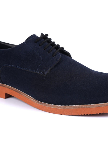 Monkstory Elegance Derby Suede Lace-Ups - Navy Blue