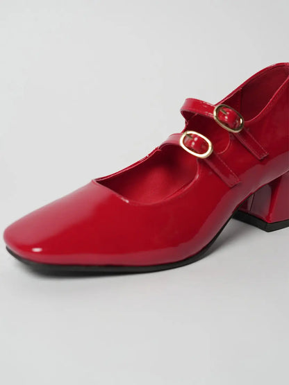Theater Women Red Kelly Mogambo Mary Jane Block Heels
