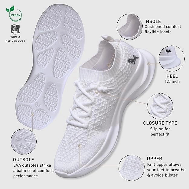 Neeman's Knit Gliders Casual Sneakers for Men | Breathable AirKnit Upper, Cushioned Insole & Slip-Resistant Sole for All-Day Comfort